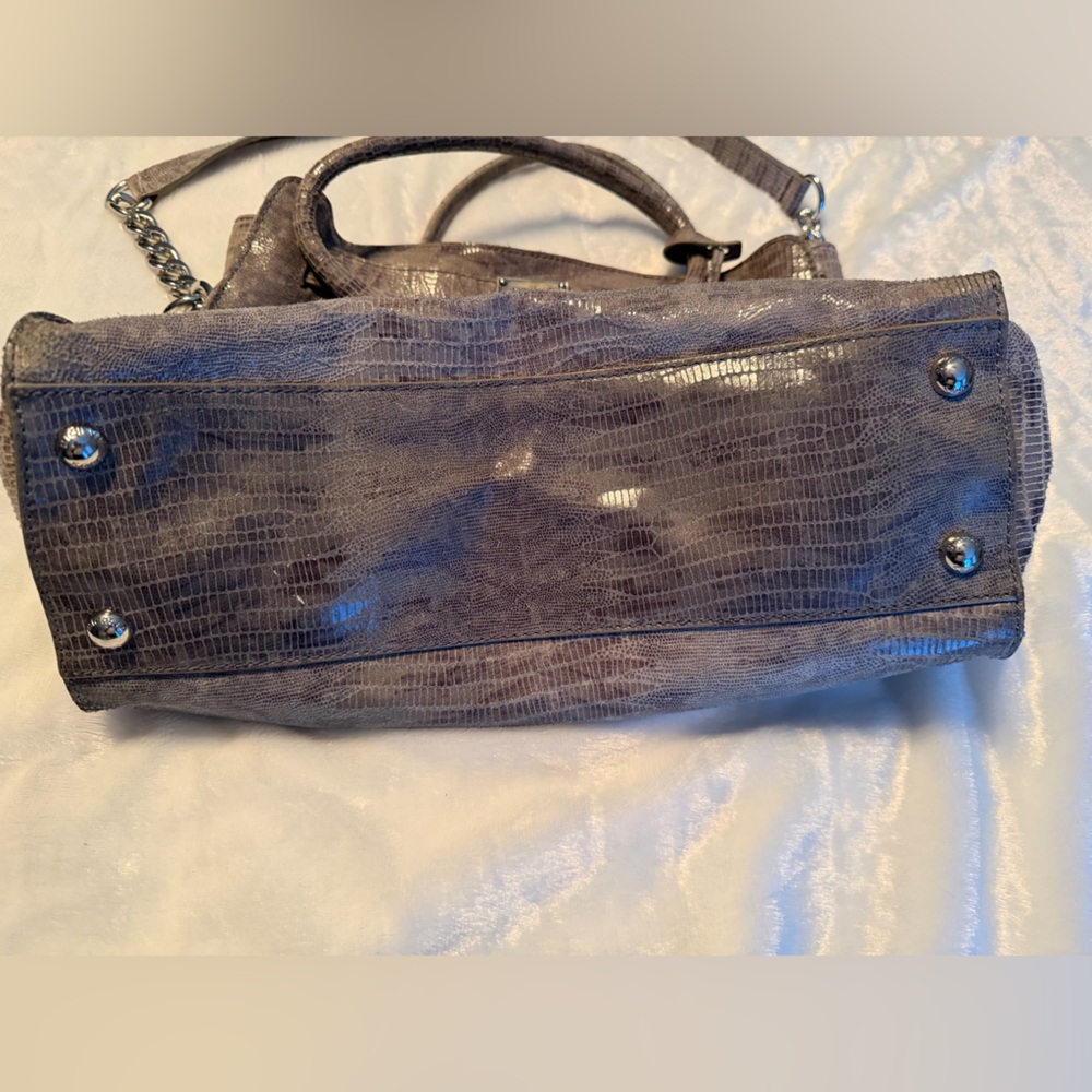 Michael Kors Silver Crocodile-Embossed Satchel - Picture 6 of 10